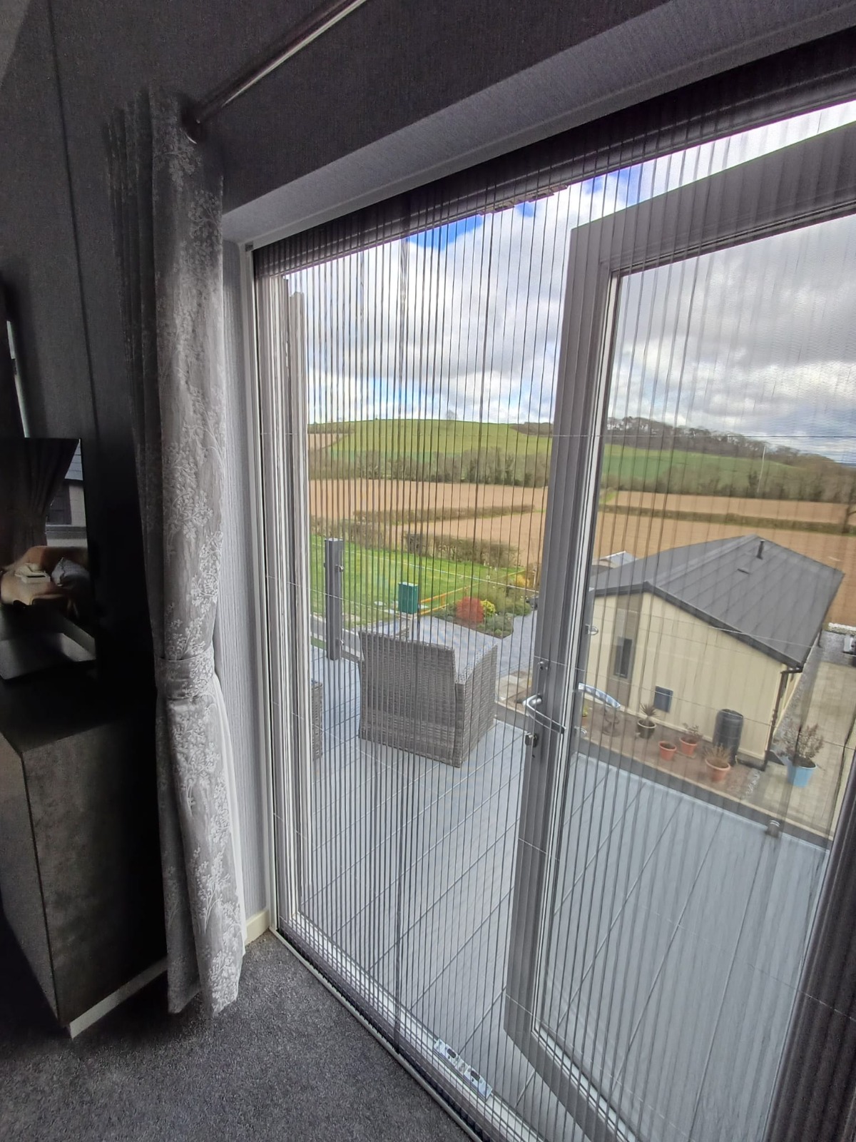 Shires Shutters installation, real pleated patio doors view