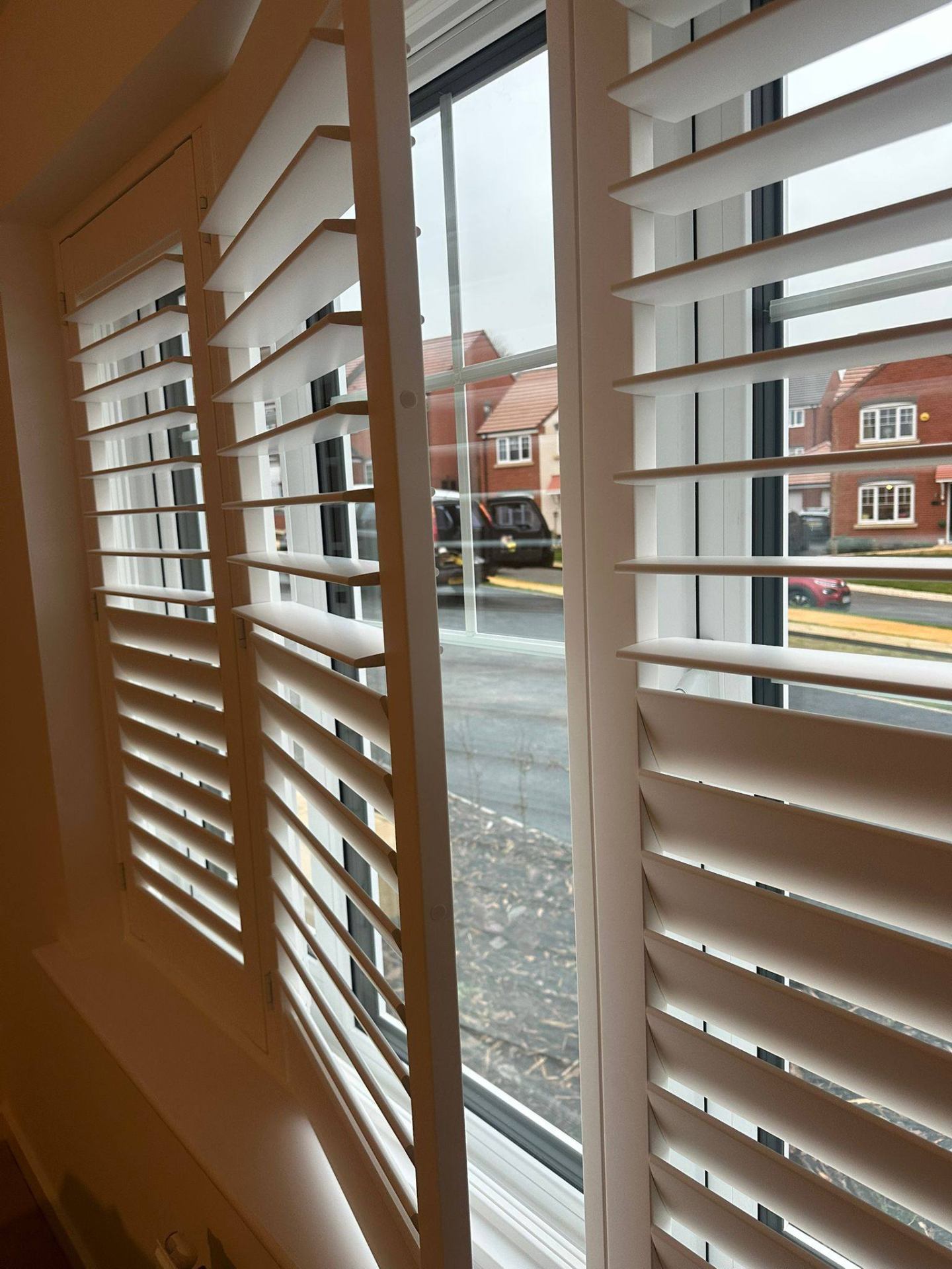 Shires Shutters installation, shutter bay angled