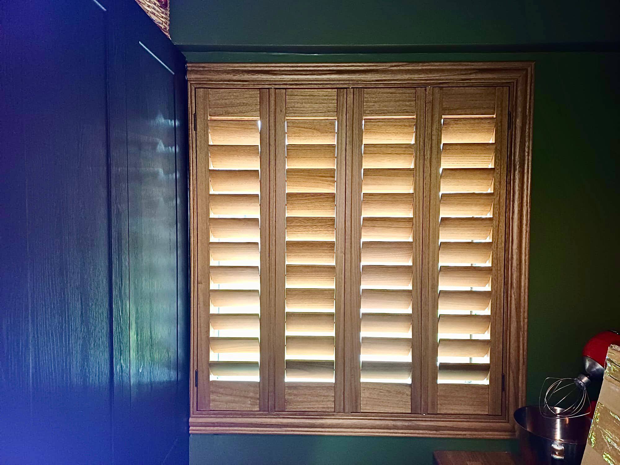 Shires Shutters installation, shutter oak utility window