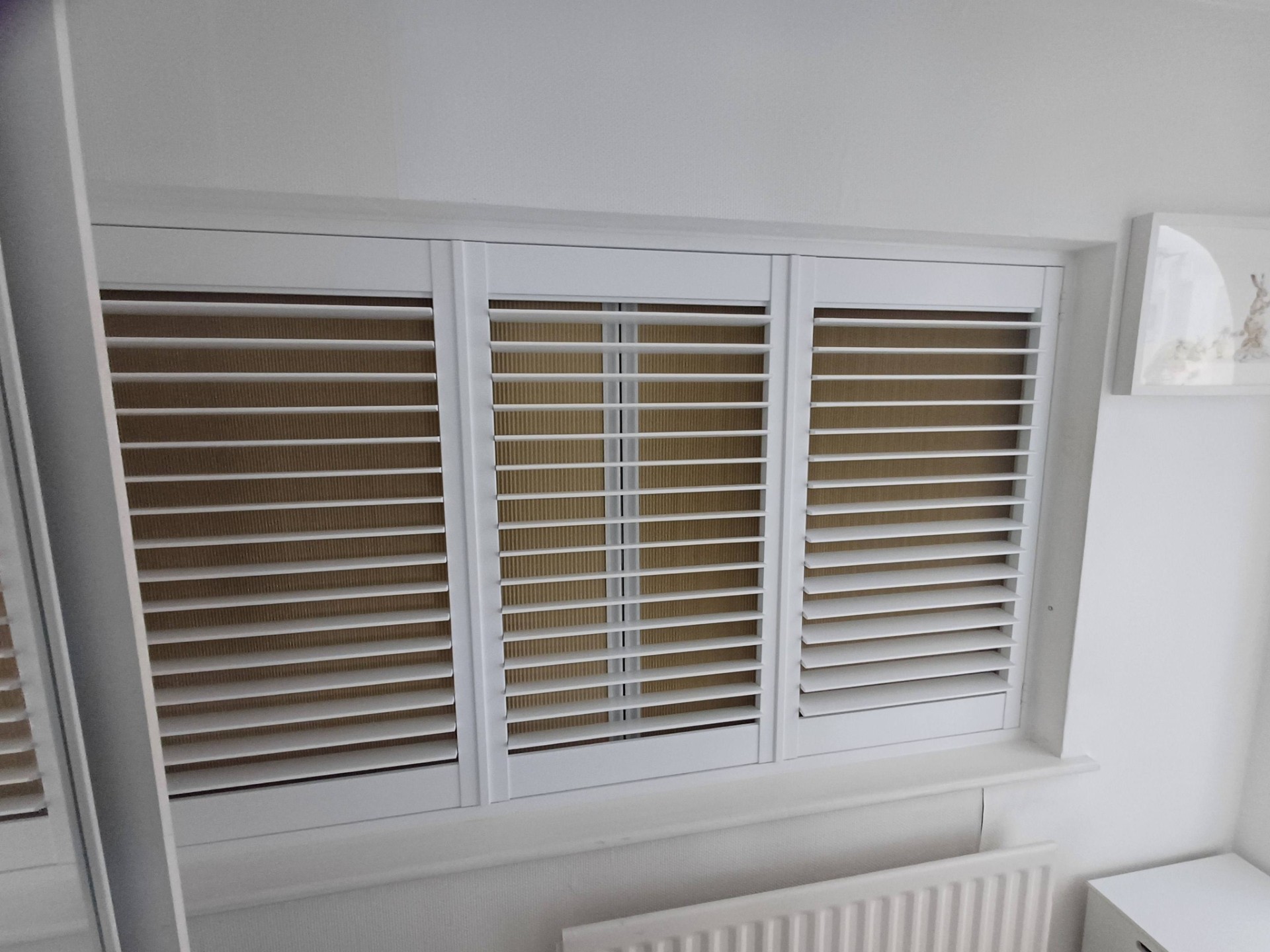 Shires Shutters installation, shutter with pleated backing