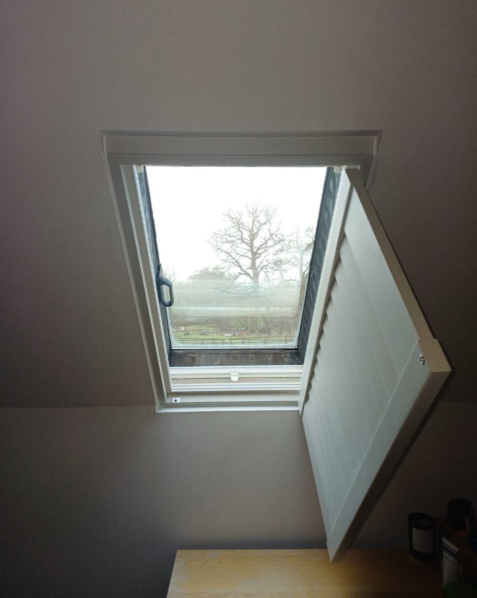 Shires Shutters installation, skylight shutter open